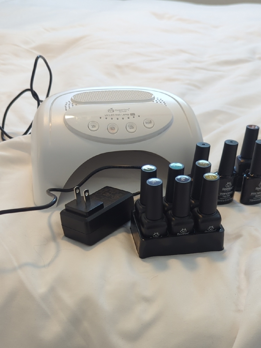 LED Nail Lamp with Gel Polish Set - White and Black